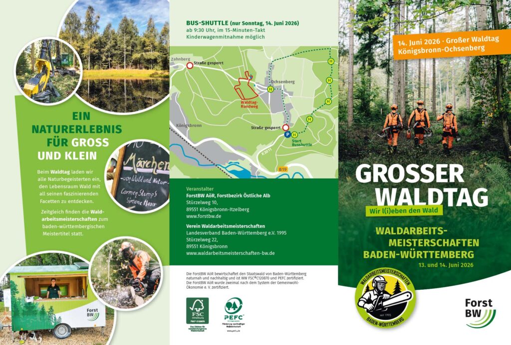 Flyer für Waldtag & Waldarbeitsmeisterschaft 2026